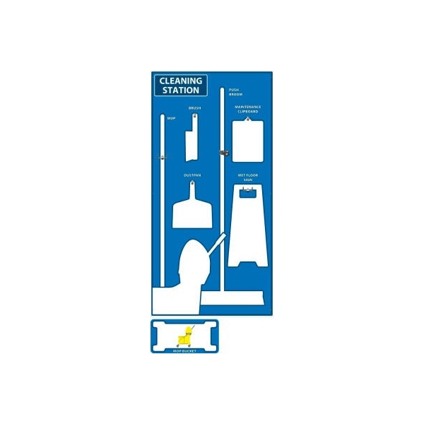 Nmc National Marker Cleaning Station Shadow Board, Blue/White, 72 X 36, Industrial Grade Aluminum SB141AL - main